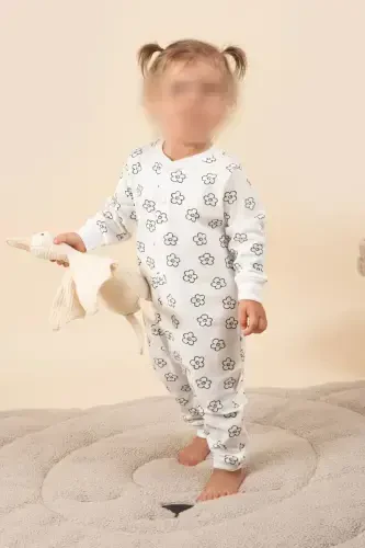 Girl Boy Printed Baby Kids Jumpsuit Seasonal Long Sleeve Elastic Jumpsuit-Floral 2 - 1