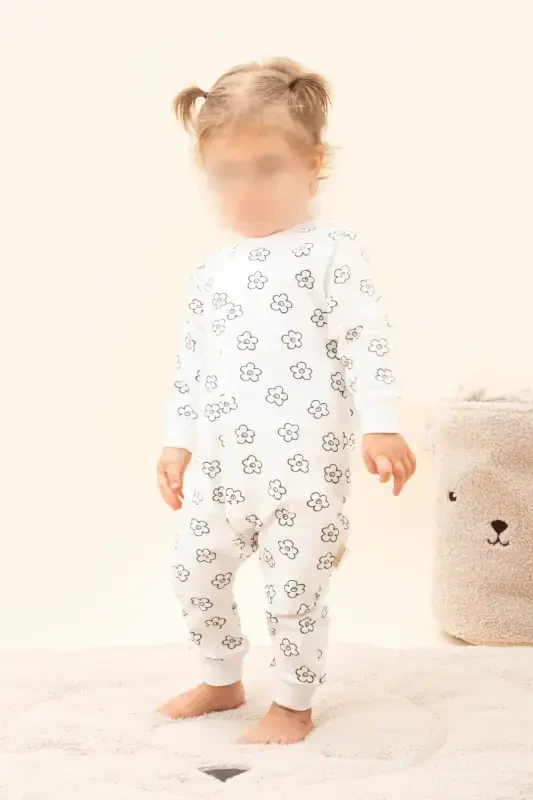 Girl Boy Printed Baby Kids Jumpsuit Seasonal Long Sleeve Elastic Jumpsuit-Floral 2 - 3