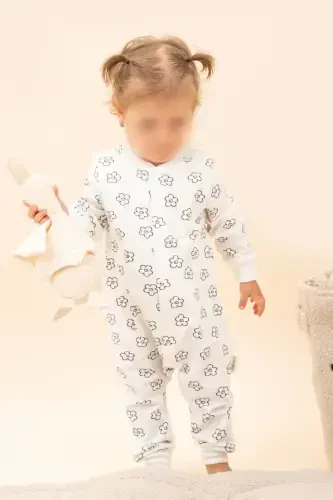 Girl Boy Printed Baby Kids Jumpsuit Seasonal Long Sleeve Elastic Jumpsuit-Floral 2 - 5