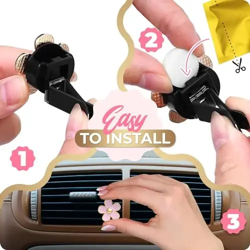 Girl Car Accessories, Air Freshener Car, Pink Car Decor for Teens, Women, Cute Car Vent Clips Stuff, Car Decorations Interior Aesthetic - 10