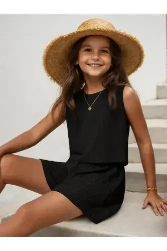 Girl Child Black Bürümcük Fabric Set-Blackhh11 - LOUİSA (1)