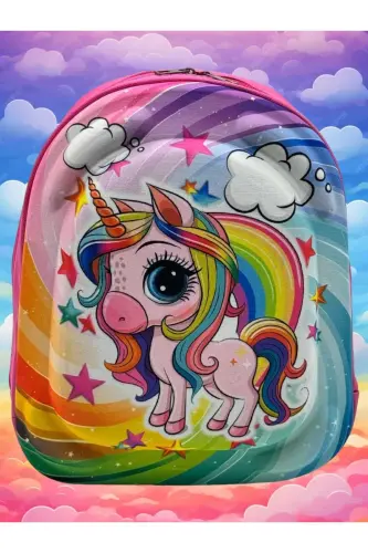 Girl Child Kindergarten Nursery 3D Embossed Eva Printed 2-6 Age Daily School and Backpack-Unicorn 