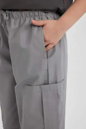 Girl Child Parachute Cargo Cotton Pants B5042A824SM-Gray - 7