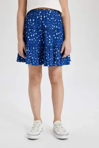 Girl Child Patterned Crumpled Skirt B4460A824SM-Blue - 4