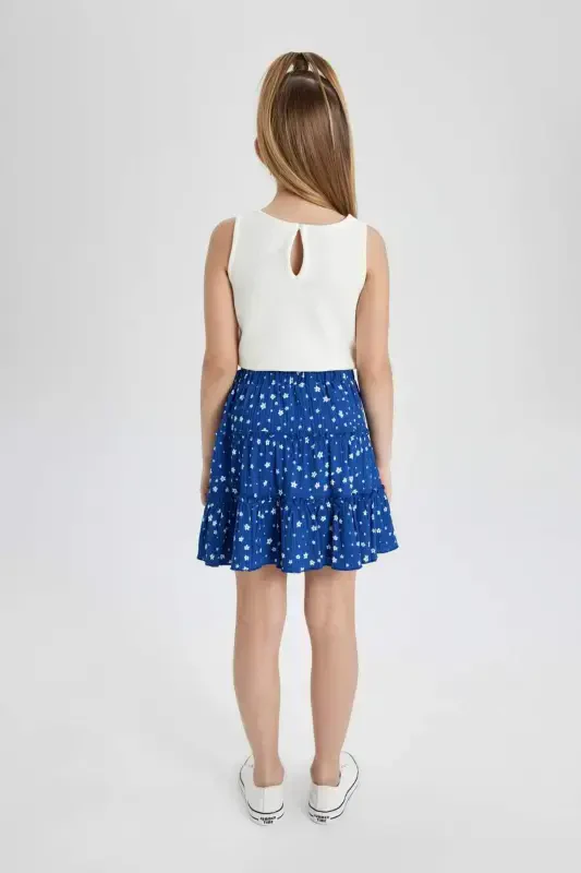 Girl Child Patterned Crumpled Skirt B4460A824SM-Blue - 6
