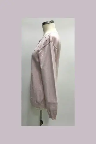 GIRL CHILD PEARLED KNIT CARDIGAN - PINK - NONNO KIDS (1)