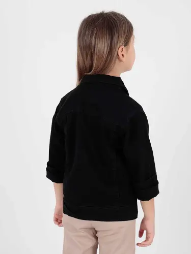 Girl Kids Bear Cotton Jean Jacket Daily Fashionable Ak22176023-Black - 6