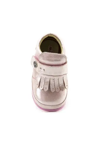 Girl Kids Powder Glittery Leather Orthopedic Supported First Step Boot-Powder - 11