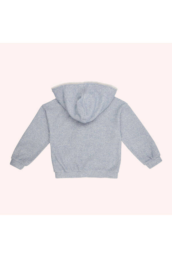 Girl Kids Soft Textured Zippered Blue Sweatshirt - 4