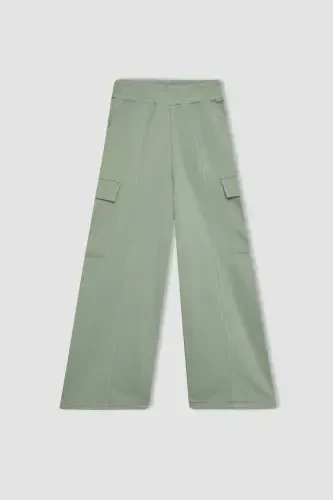 Girl Kids Wide Leg Loose Cargo Sweatpants B6402a824sp-Green - 7