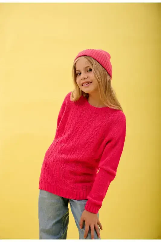 Girl Knitted Pattern Bicycle Collar Sweater - Knitted Sweater-PINK - 1