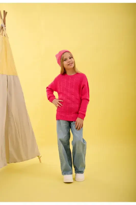 Girl Knitted Pattern Bicycle Collar Sweater - Knitted Sweater-PINK - 2