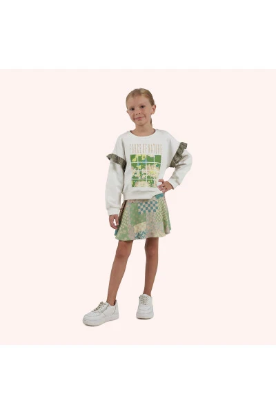 Girl Print White Sweatshirt - Modazone