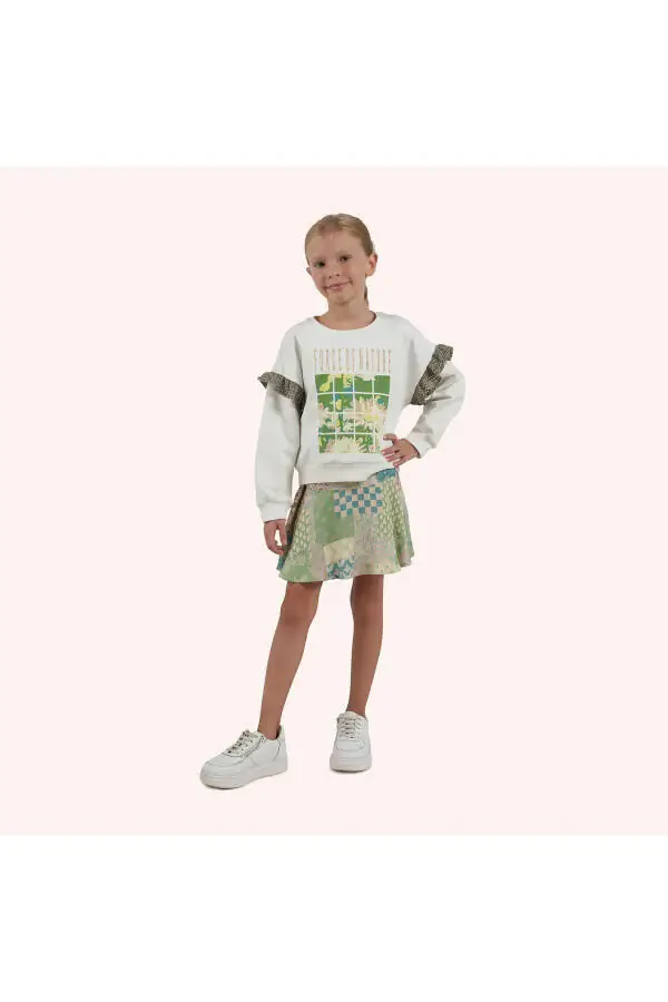 Girl Print White Sweatshirt - 1