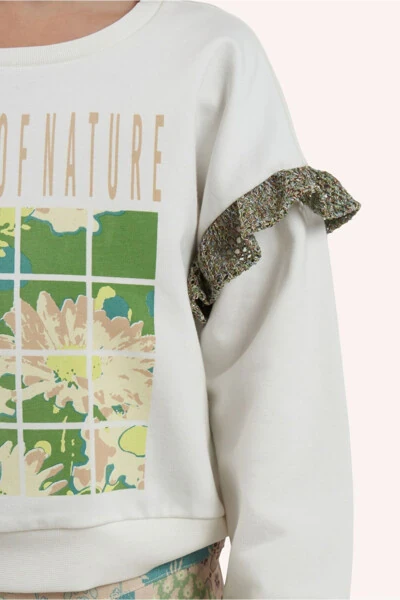 Girl Print White Sweatshirt - Modazone (1)