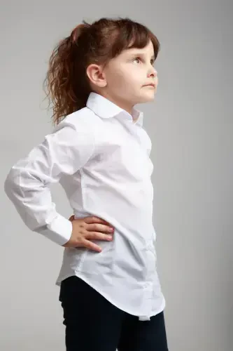 Girl White School Shirt-White - 3