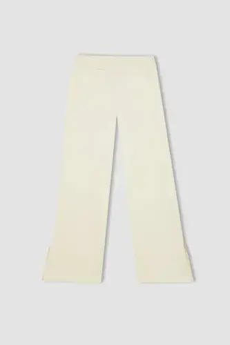 Girl Wide Leg Slit Hem Pants C0310A824SM-Ecru - 7