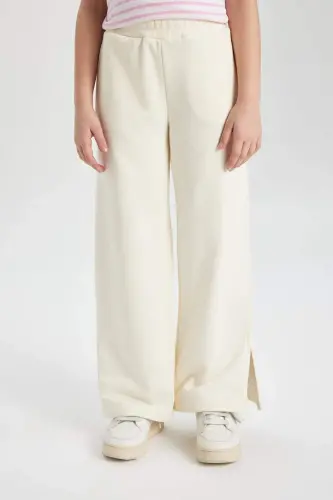 Girl Wide Leg Slit Hem Pants C0310A824SM-Ecru - 4