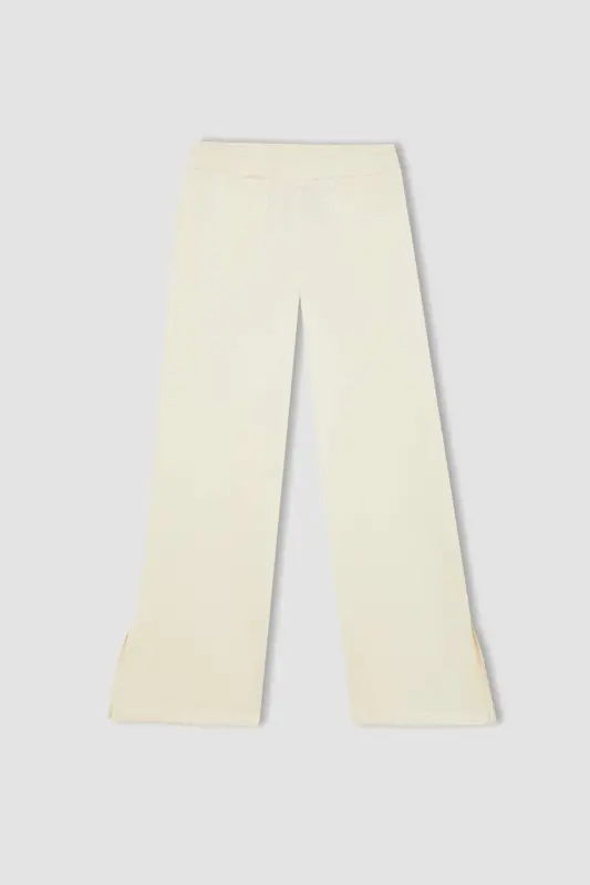 Girl Wide Leg Slit Hem Pants C0310A824SM-Ecru - 7