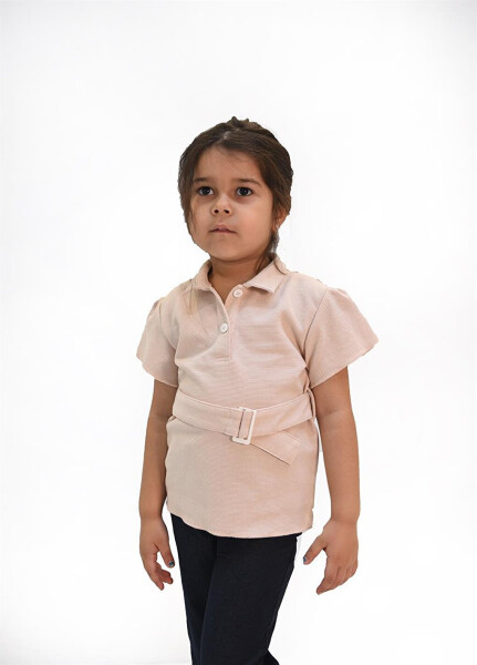 Girls' 100% Cotton Waffle Waistband Blouse - 5