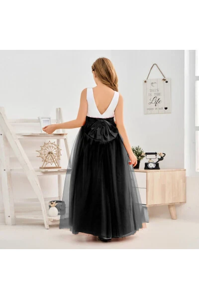 Girls 3 Layer Fluffy Long Tulle Skirt Graduation Party Show Skirt - 3