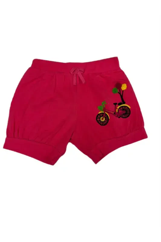 Girls and Boys Kids Daily Embroidery Sequin Shorts Single and 3 Piece Set-fuchsia - Modazone