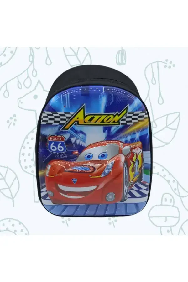Girls and Boys Kindergarten 5D Embossed Lightning McQueen Printed 3-6 Years Old School Backpack - 1