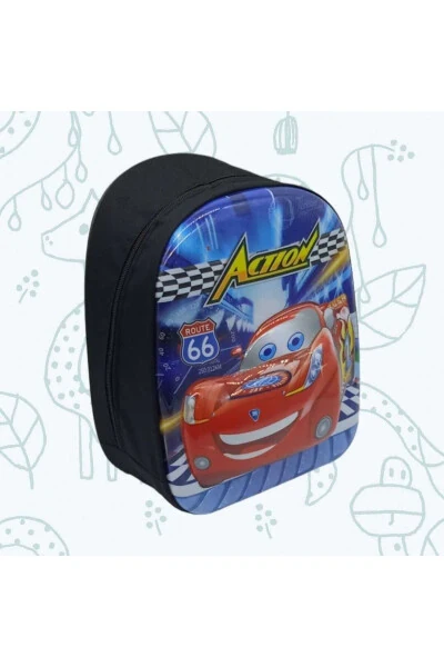 Girls and Boys Kindergarten 5D Embossed Lightning McQueen Printed 3-6 Years Old School Backpack - 7