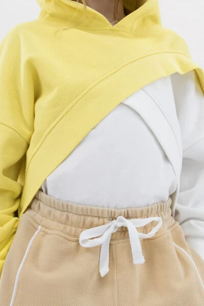 Girl's Asymmetrical Yellow Sweatshirt - 2