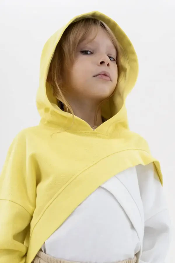 Girl's Asymmetrical Yellow Sweatshirt - 3