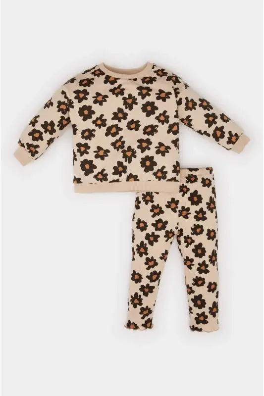 Girls Baby 2-Piece Set Floral Bicycle Neck Sweatshirt Elastic Waist Bottom E0203a525sp - 1