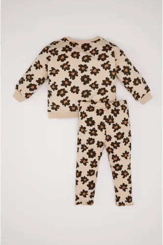 Girls Baby 2-Piece Set Floral Bicycle Neck Sweatshirt Elastic Waist Bottom E0203a525sp - 5