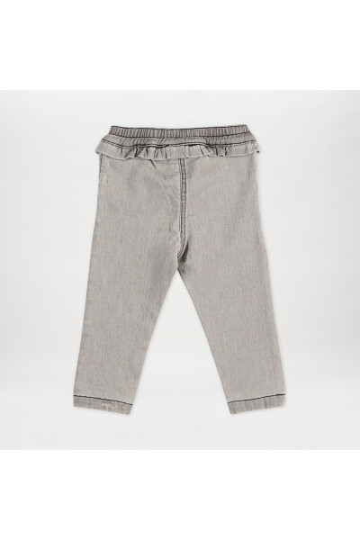 Girls' Baby Frill Detailed Grey Denim Pants - 20