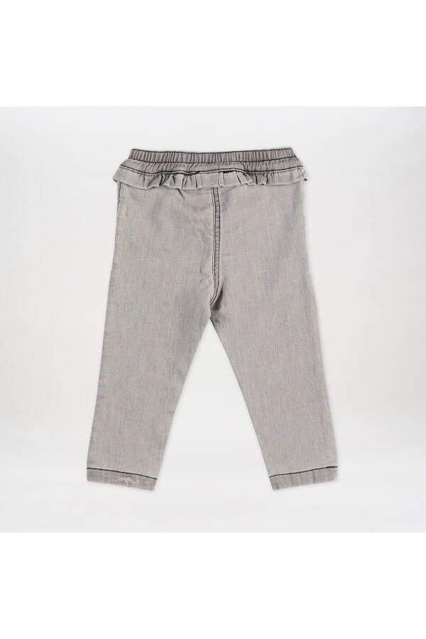 Girls' Baby Frill Detailed Grey Denim Pants - 20