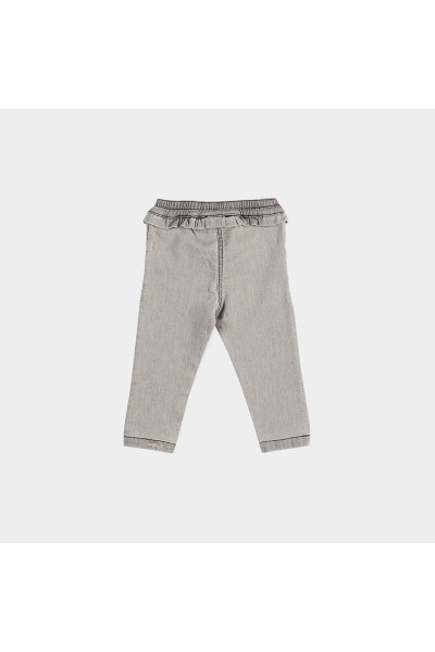 Girls' Baby Frill Detailed Grey Denim Pants - 5