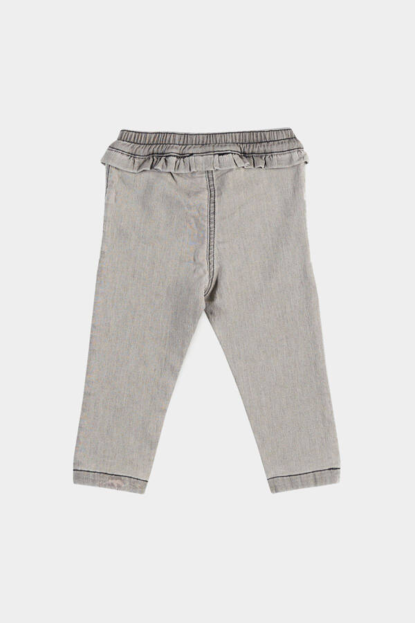 Girls' Baby Frill Detailed Grey Denim Pants - 2