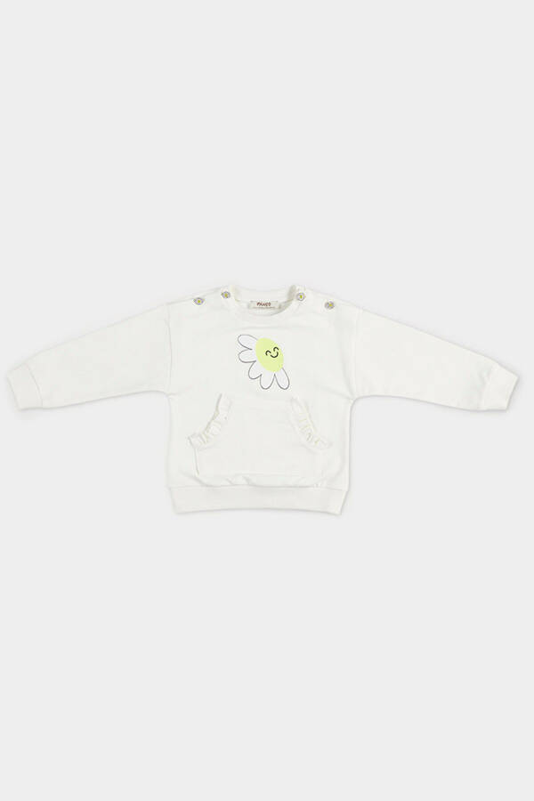 Girls Baby Print Detail Ecru Sweatshirt - 1