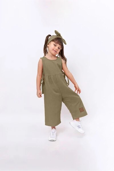 Girls' Bandana Detail Side Tie Wide Leg Jumpsuit - MODAMBEBEK