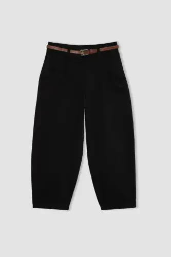 Girls Barrel Fit Wide Leg Cotton Belt Trousers C0450a8 - 7