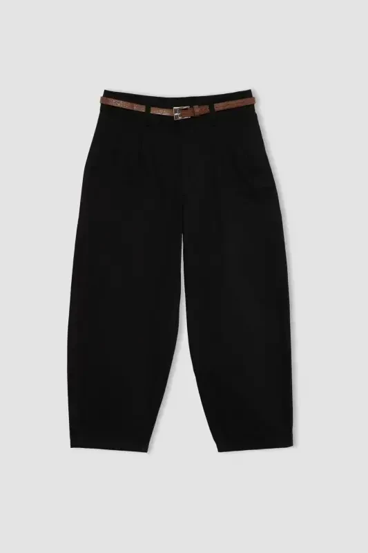 Girls Barrel Fit Wide Leg Cotton Belt Trousers C0450a8 - 7