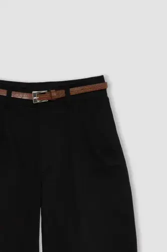 Girls Barrel Fit Wide Leg Cotton Belt Trousers C0450a8 - 8