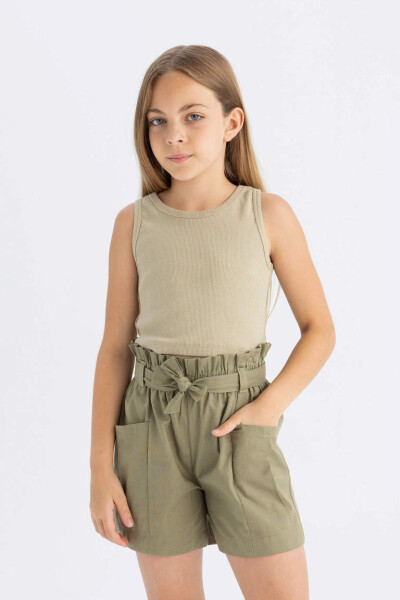 Girls' Basic Bike Neck Tank Top Light Khaki - 1