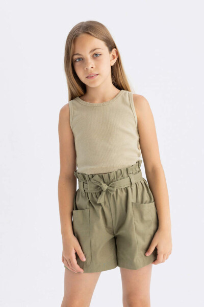 Girls' Basic Bike Neck Tank Top Light Khaki - 3