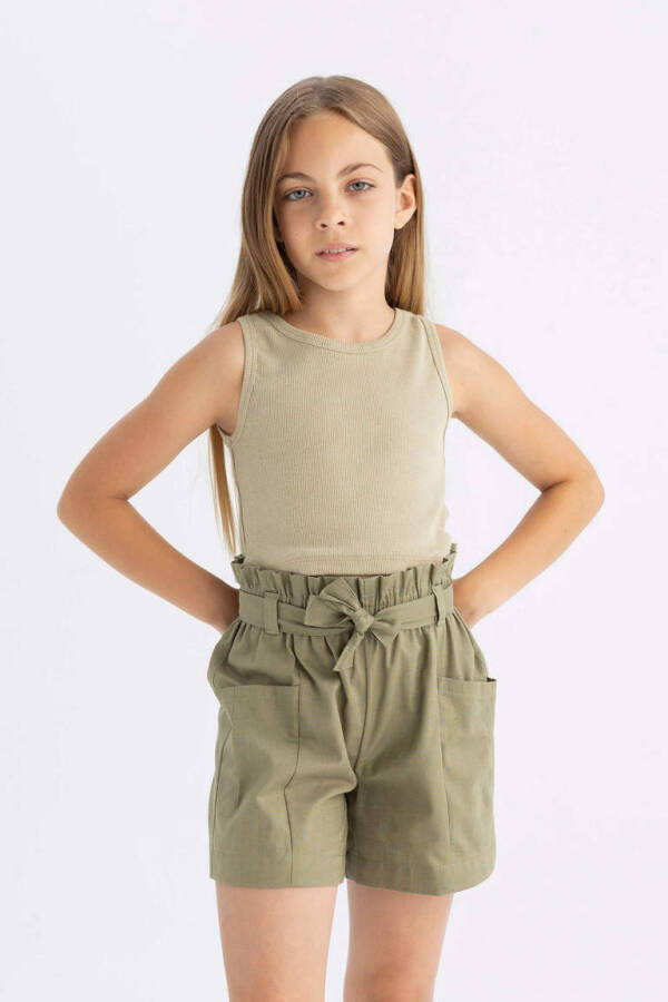 Girls' Basic Bike Neck Tank Top Light Khaki - 4