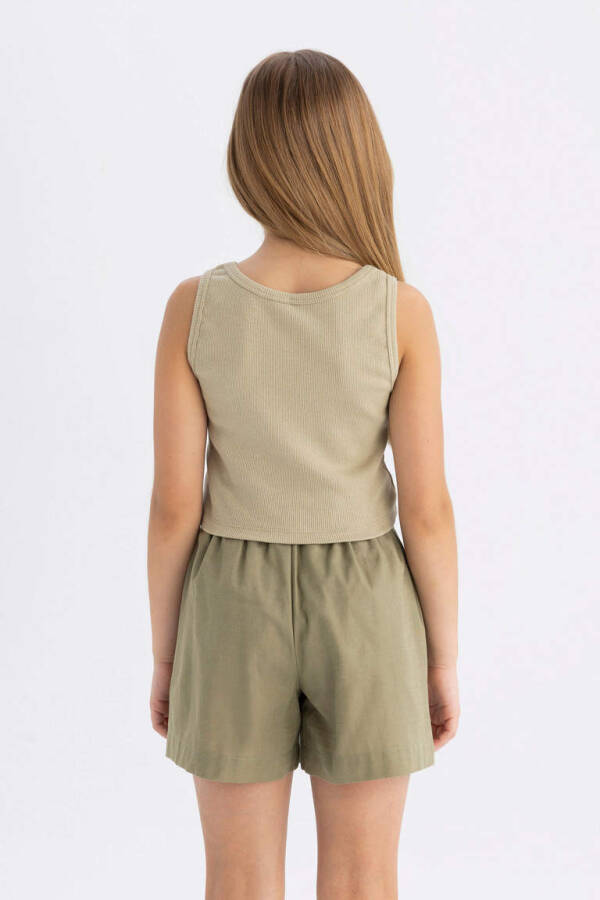 Girls' Basic Bike Neck Tank Top Light Khaki - 6