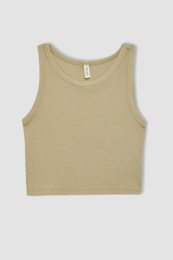 Girls' Basic Bike Neck Tank Top Light Khaki - 7