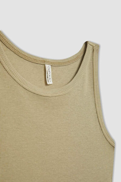 Girls' Basic Bike Neck Tank Top Light Khaki - 11