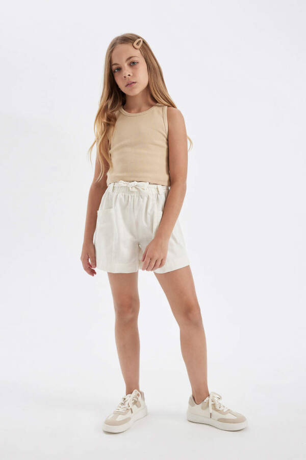 Girls' Basic Crew Neck Tank Top Beige - 5