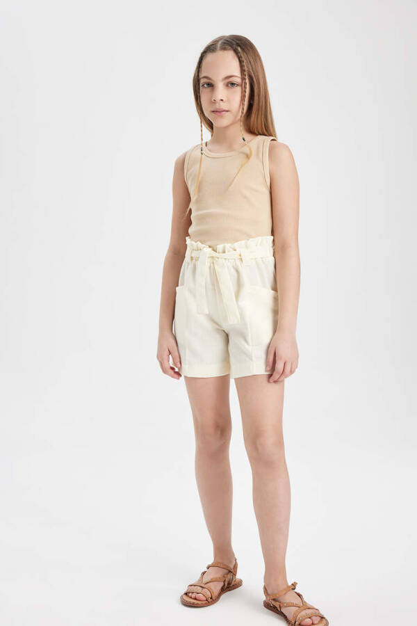 Girls' Basic Crew Neck Tank Top Beige - 2