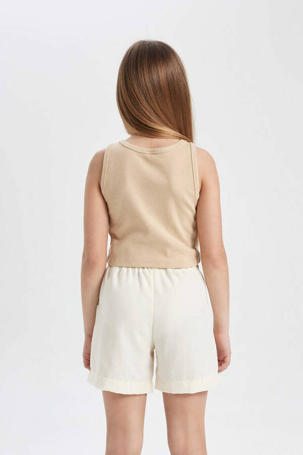 Girls' Basic Crew Neck Tank Top Beige - 12